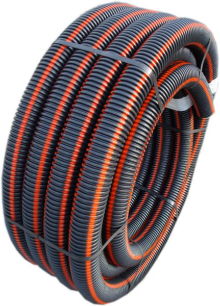 Gaine Janoflex annelée noir à bandes rouges diamètre 63 mm couronne de 50m