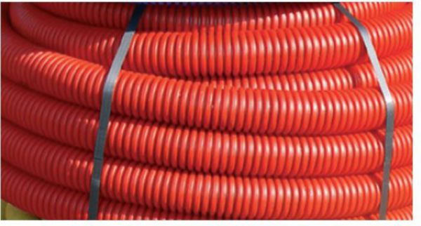 Gaine Hekaplast TPC en PEHD à double paroi annelée/lisse rouge DN_63mm couronne de 50m