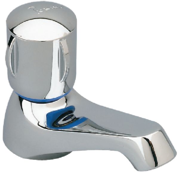 Robinet de lavabo/lave-mains ULYSSE C simple avec bec fixe, eau froide ou chaude, tête 15 x 21 à clapet guidé, chromé réf. D1625AA