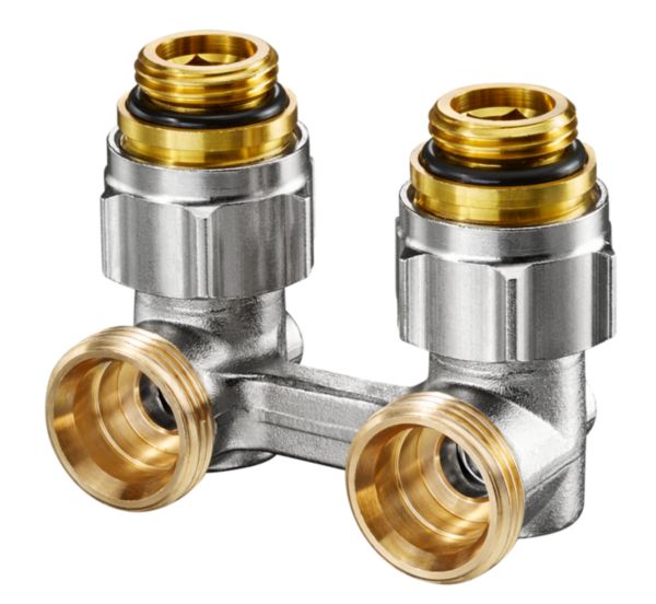 Raccord ZB «Multiflex F» G ½ M x G ¾ M, laiton, nickelé, à joint souple, d'arrêt équerre, entraxe 50mm Réf.1015884