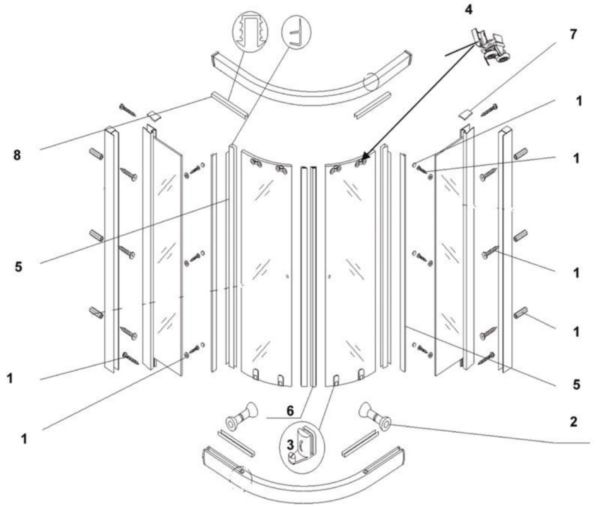 Cache trou pour profilé horizontal porte coulissante 3 panneaux Alterna Concerto2