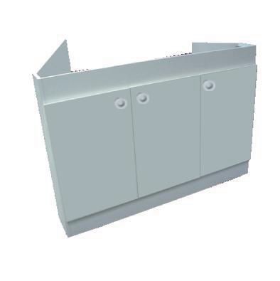 Image principale de Meuble sous-évier DECLIQ AU SOL. mélaminé blanc. 3 Portes ''NOUVELLE POIGNEE ENCASTREE'' Réf S13N23120