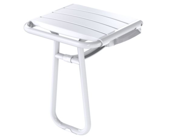 Siège de douche escamotable 38 x 35,5 cm blanc avec béquille automatique réf. 047630