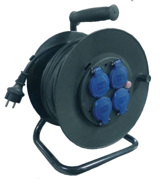 Enrouleur professionnel de chantier Novipro HO7RNF 40m 3Gx1,5mm 4 prise 2P+T a/couvercle disjonct