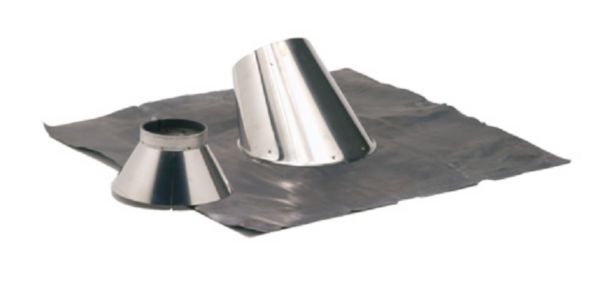 Solin inox304 30 à 45° et collet avec bavette de plomb D 125 réf. 230125