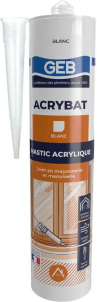 Image principale de ACRYBAT mastic acrylique d'étanchéité entre maçonnerie et menuiserie cartouche de 310ml blanc réf 107050