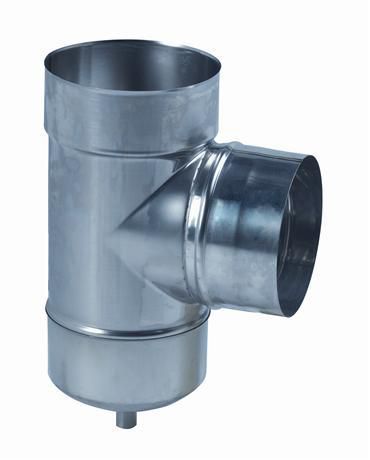 Té de tubage EQ inox 90° piquage mâle + purge D 125 réf. 884125
