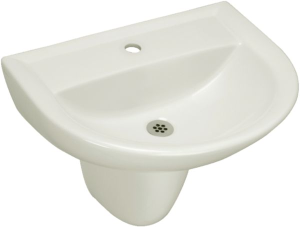 Lavabo autoportant ULYSSE 2 55x46cm en porcelaine sans trop-plein, pré-percé 1 trous, blanc réf. P125801