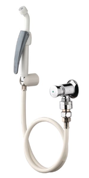 Image principale de Lave-bassin avec robinet à clapet, douchette à manette 45, finition époxy blanc réf. 39209