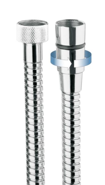 Flexible laiton chromé anti-torsion NF 150 cm double agraphage raccord FF 1/2 réf. FL15051