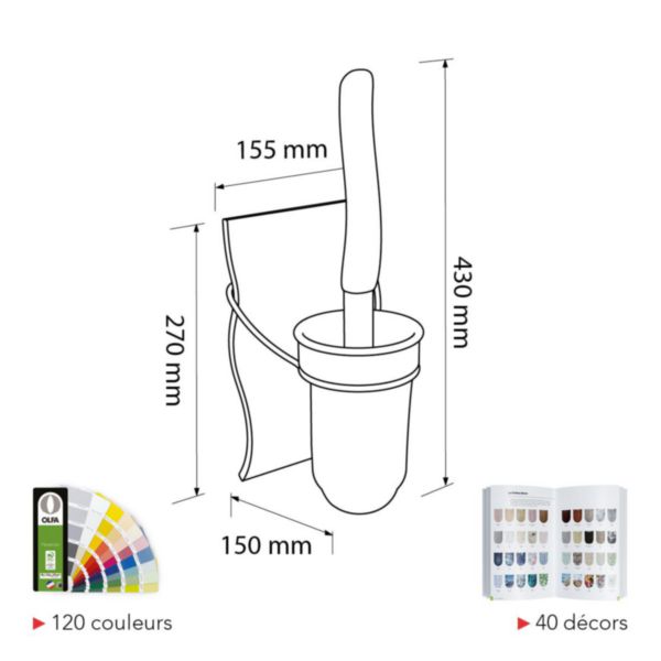 Porte balai SAHARA pergamon décors finition fil chromé avec receptacle en verre réf. 7VA04960105