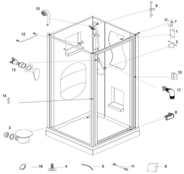 Bonde de receveur Alterna pour toutes les cabines