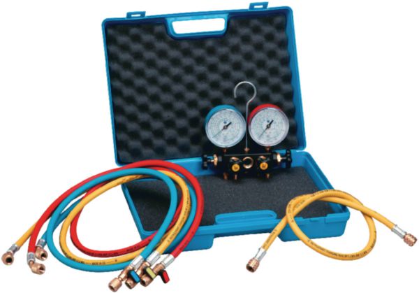 Kit Manifold 2V bain d'huile R410A-R32 + 3 flexibles avec vanne R410A 150cm KF2BLA4-5-K1-VHDSS60-DPO