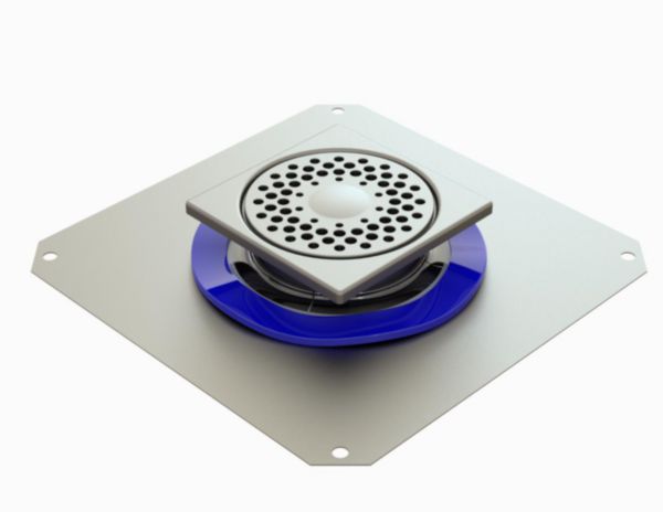 Siphon de sol télescopique 1550RBD en inox pour étanchéité sous carrelage 150x150 mm - garde d'eau 50 mm