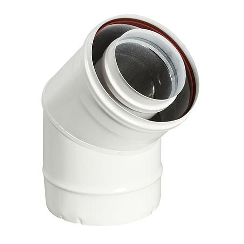 Coude 45° DUALIS GP, diamètre 80 / 125 mm, pour chaudière gaz EC 45° 80 G.P Réf. 17080721/0
