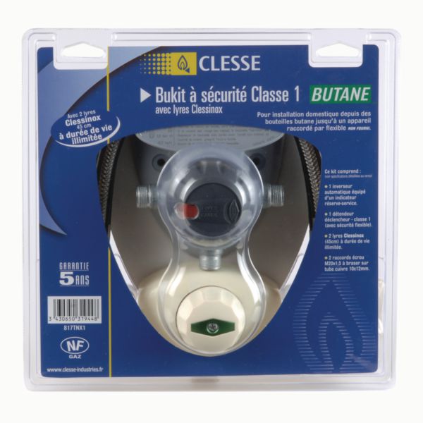 Kit détente BUKIT-SCT butane à sécurité inox classe 1 sous coque Réf 817TNX1