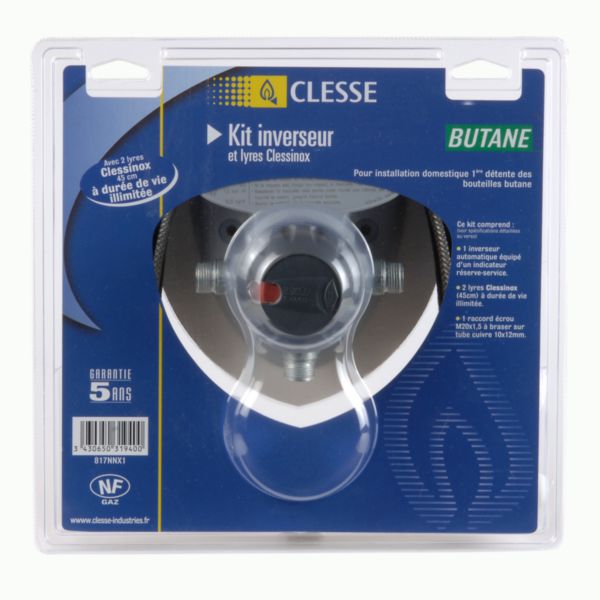 Inverseur automatique avec lyres inox KIT 175B Butane MM20x150 - à souder D.12 réf. 817NNX1