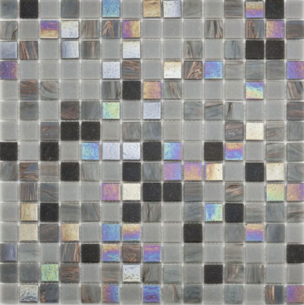 Carreau de verre Barwlof Glas Black marmo mix 2x2cm Réf. sur fond de 30x30cm Réf. GL-K09