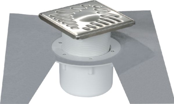 Siphon sol carrelé avec grille inox 15x15 sortie verticale diamètre 50/63mm SICA15IV