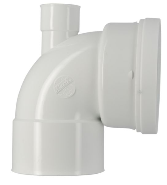 Pipe WC courte femelle avec piquage femelle diamètre 100 mm PVC blanc réf. CWP40