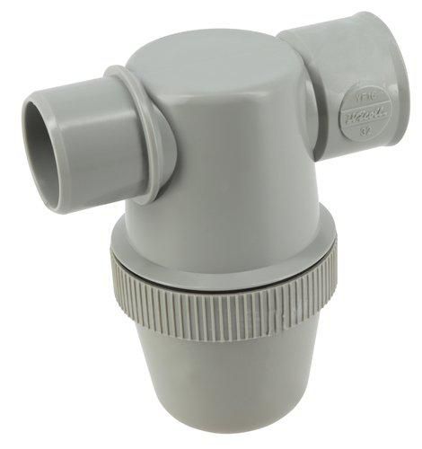 Siphon de lavabo à coller gris avec entrée horizontale diamètre 32mm YF1C