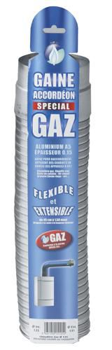 Gaine accordéon ''Spécial Gaz'' + raccord alu longueur 0,45 m à 1,50 m diamètre 125 / 131 réf. 015125