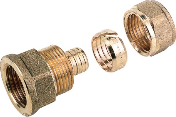 Raccord union compression 9402, droit femelle D12x1,1-15x21 pour tube PER ou PB réf 9402104