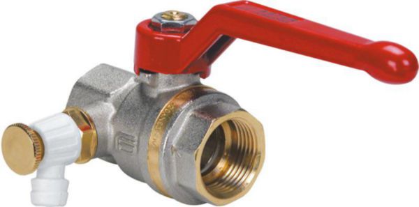 Vanne à sphère PN40 ACS femelle femelle avec purge 20x27 réf. 2375R405CD
