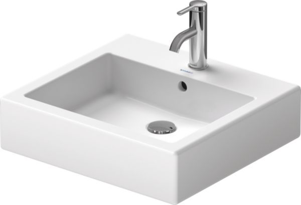 Lavabo VERO, 50 x 47, meulé, avec trop-plein et plage de robinetterie, fixations incluses, Blanc Réf. 0454500027