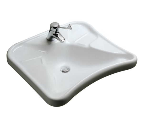 Lavabo ergonomique, sans trop plein Matura 2 Lg : 67 cm Céramique blanc Réf. J445201