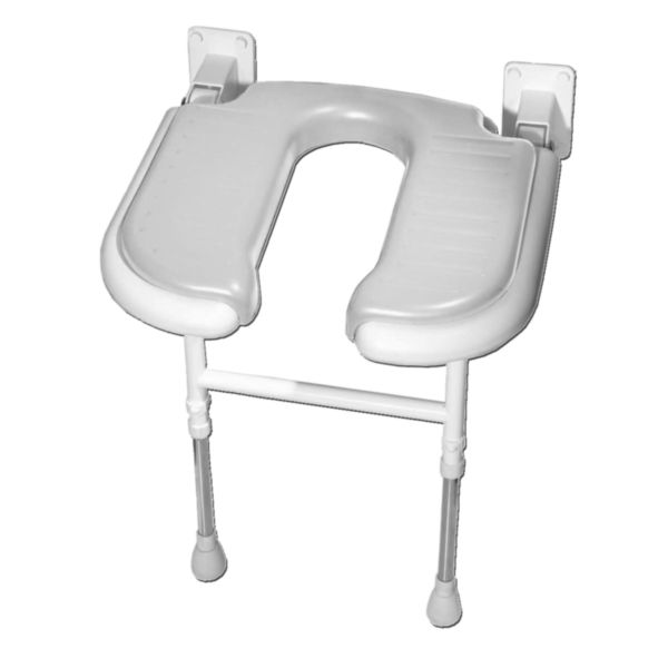 Siège de douche rabattables Série 4000 rembourré en U 460 x 485 x 640 mm, bleu réf. 04100P