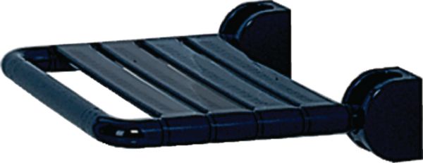 Siège de douche rabattable, avec pied escamotable, 480 x 410 x 480 mm, en nylon, tube D 34 mm avec noyau continu en acier anti-corrosif, avec système de freinage réglable, maintien automatique en position relevé, saillie de 130 mm réf. NY.841.611