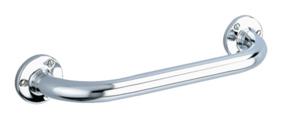 Barre de maintien droite D 25, avec fixations visibles sur platines à 3 trous, longueur 300 mm, finition inox chromé réf. 530