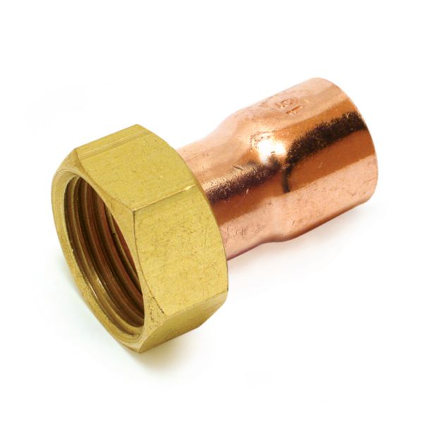 Raccord 2 pièces droit 359GLCU femelle-femelle à joint plat douille cuivre, écrou prisonnier D20x27-18 réf E131012001