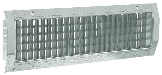 Grille sur conduit cylindrique ou oblong simple déflexion de soufflage en acier GD 102D - 325x75 mm Ailettes verticales à l'avant mobiles réglables individuellement, espacées de 20 mm 11050108