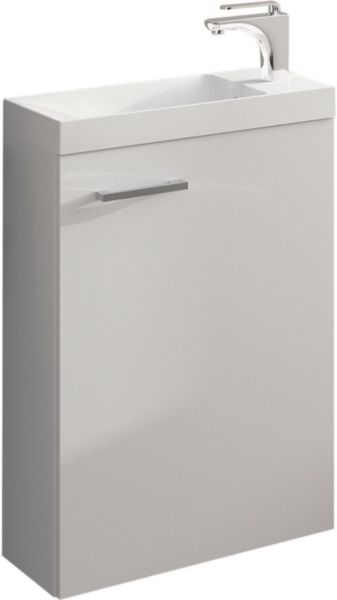 Meuble lave-mains une porte .largeur : 40 cm. Mélaminé blanc 2 faces décor 16 mm réf. A0587103