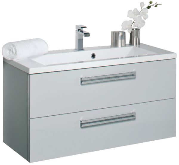 Meuble sous-vasque Alterna Séducta 90 cm, 2 tiroirs, gris perle