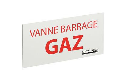 Plaque signalétique ''VANNE BARRAGE GAZ'' 100x200mm réf 2903016
