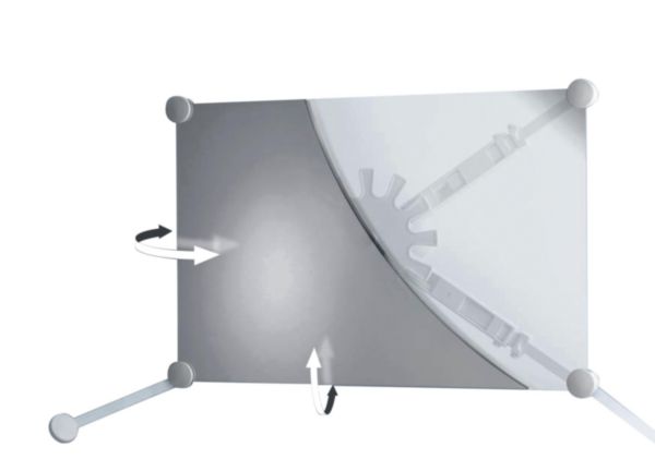 Support miroir orientable pour miroir 40 à 70 cm, structure polyamide et aluminium réglable, blanc réf. 047590