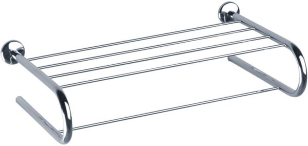 Rack porte-serviettes LOFT 50 x 31,3 x 11 cm, tube en acier et laiton D 16 mm, nickelé chromé réf. 010111