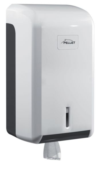 Distributeur de papier essuie-mains, rouleau, 14,5 x 13,5 x 27,5 cm, petit modèle, fermeture à clé, plastique ABS blanc et gris réf. 878079