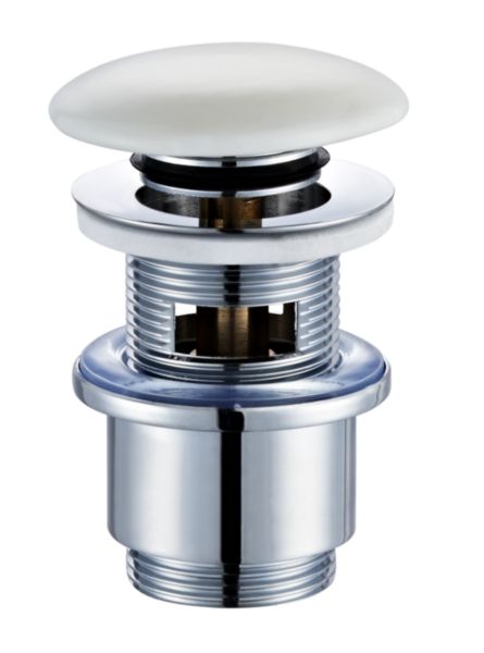 Bonde lavabo clic clac déco avec trop plein blanc H75 mm  Altech