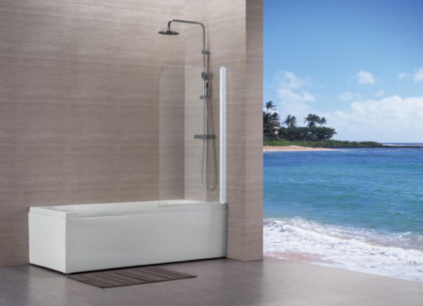 Pare baignoire Alterna Verseau 80 x 140 cm profilé blanc épaisseur du verre 4 mm