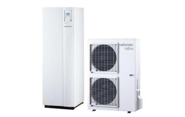 Pompe à chaleur hybride. avec appoint gaz condensation intégré. Split inverter Air-eau Alféa Hybrid Duo Gaz Calo : 15.17 kW 400 V Tri Classe énergétique ECS B réf. 522475