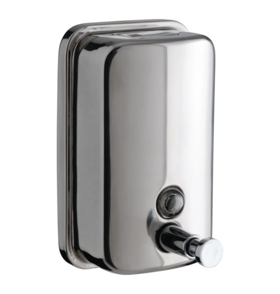 Distributeur de savon mural, 1200 ml, avec fenêtre de contrôle et fermeture sécurisée, inox brillant réf. 60632