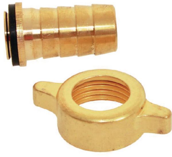 Raccord pour tuyau arrosage 2 pièces + 1 collier laiton diamètre 19 mm 20x27 mm Réf. 98.00072