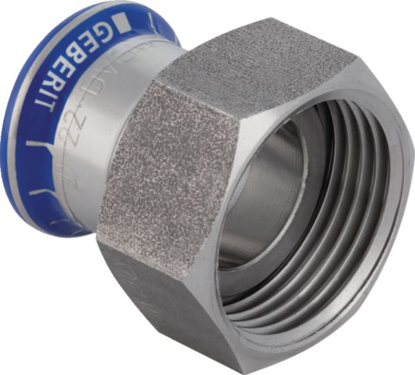 Jonction avec écrou D15-3/4mm, acier inox Réf 35132