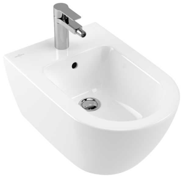 Bidet SUBWAY 20 pour robinetterie monotrou, trou de robinetterie percé avec trop-plein 375x565 mm blanc réf. 54000001