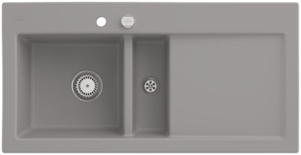 Evier égouttoir SUBWAY 60 à droite vidage automatique chromé fossile ceramicplus réf. 677002KD