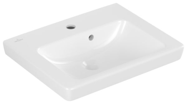 Lave-mains SUBWAY 2.0 pour robinetterie monotrou, trou de robinetterie percé avec trop-plein 450 x 370 mm blanc ceramicplus Réf. 7315F5R1